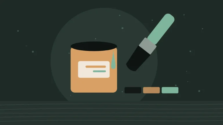 Illustration of a brush and a tin of wood finish