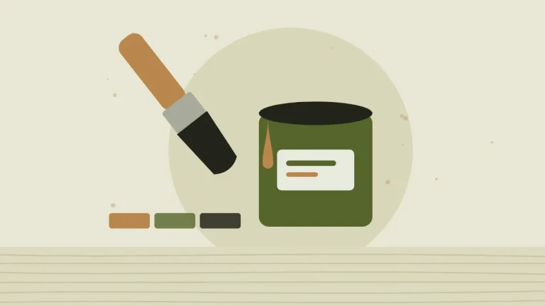 Illustration of a brush and a tin of wood finish