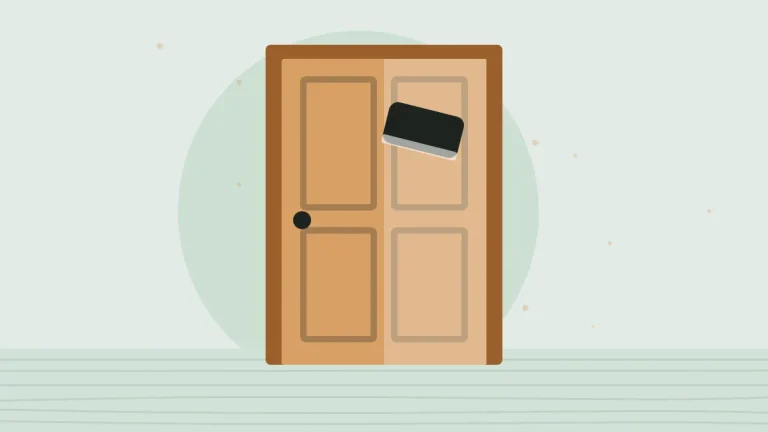 Illustration of a panelled wooden door being sanded