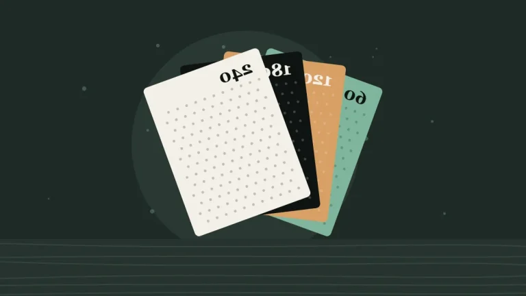 Illustration of sheets of sandpaper in different grits