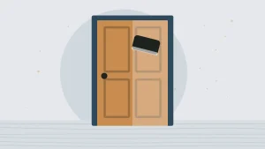 Illustration of a panelled wooden door being sanded