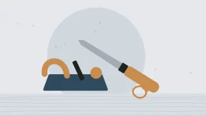 Illustration of a chisel and a hand plane with wood shavings
