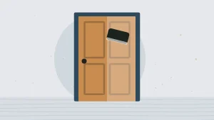 Illustration of a panelled wooden door being sanded