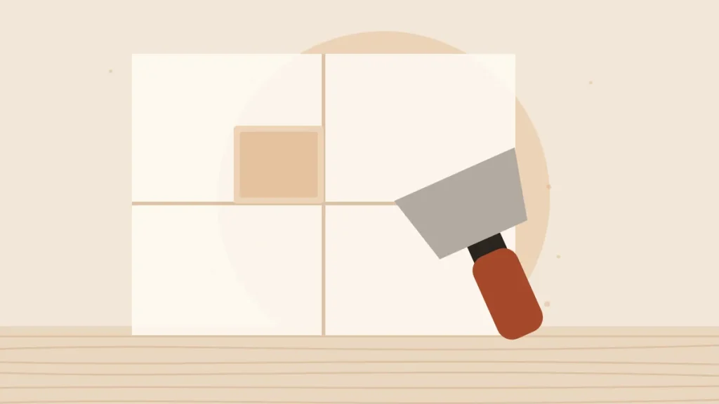 Illustration of a patched wall with a drywall knife