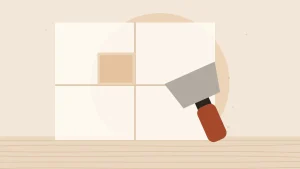 Illustration of a patched wall with a drywall knife