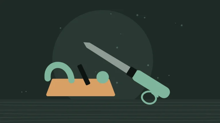 Illustration of a chisel and a hand plane with wood shavings