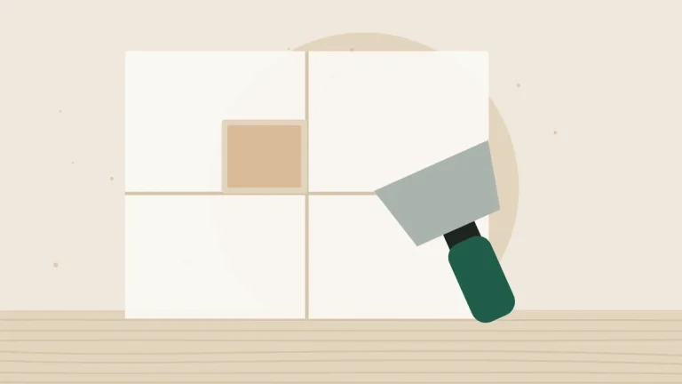 Illustration of a patched wall with a drywall knife